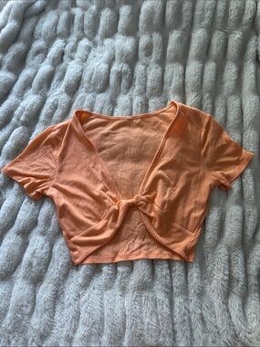 Alo Yoga Ribbed Cropped Top Cantaloupe Size Small